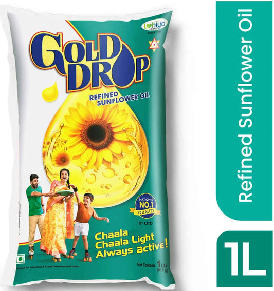 Gold Drop Refined Palmolein Oil Pouch (1L)